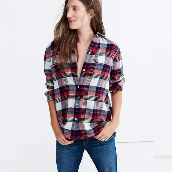 Madewell Tops - Madewell Ex Boyfriend Dayton Classic Plaid Shirt